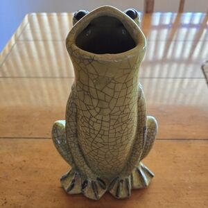 Vintage Mid 1990 Whimsical Hand Made Frog Bud Vase.